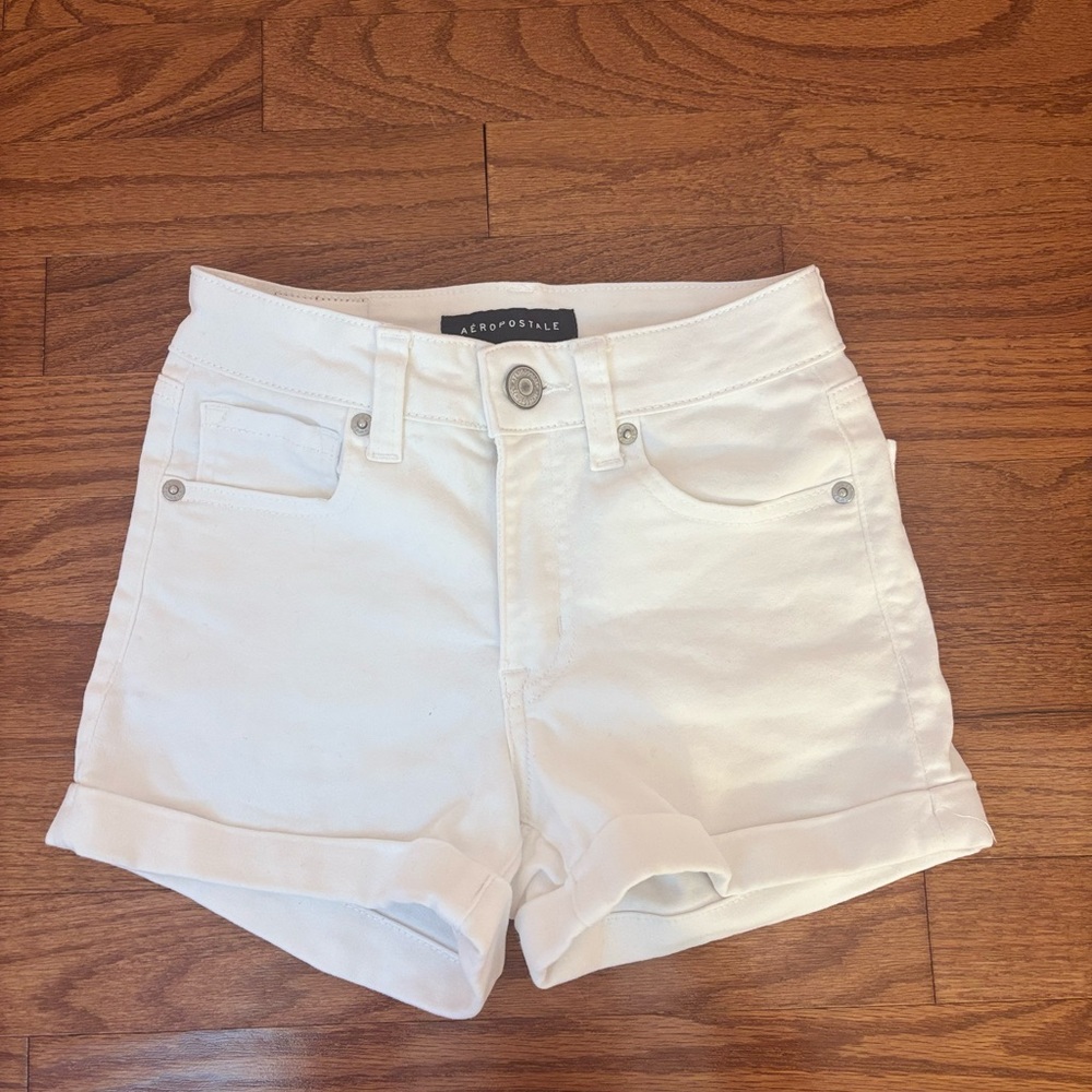 Aeropostale White Jean Shorts High-Waisted Cuffed